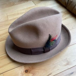 Botany 500 Mens tan Wool Vintage USA Made Fedora Hat‎